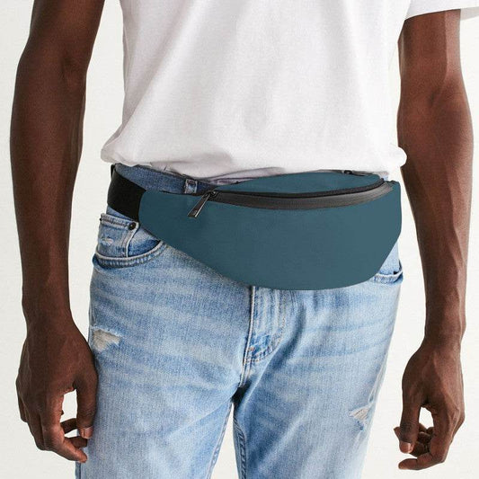 Medium-Dark Fully-Muted Cyan Belt Bag (BC2-FM-MD) - Man Front CloseUp