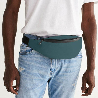 Medium-Dark Fully-Muted Cyan Belt Bag (C-FM-MD) - Man Front CloseUp