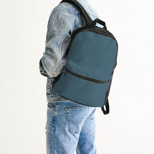Medium-Dark Fully-Muted Cyan Canvas Backpack (BC2-FM-MD) - Man Back CloseUp