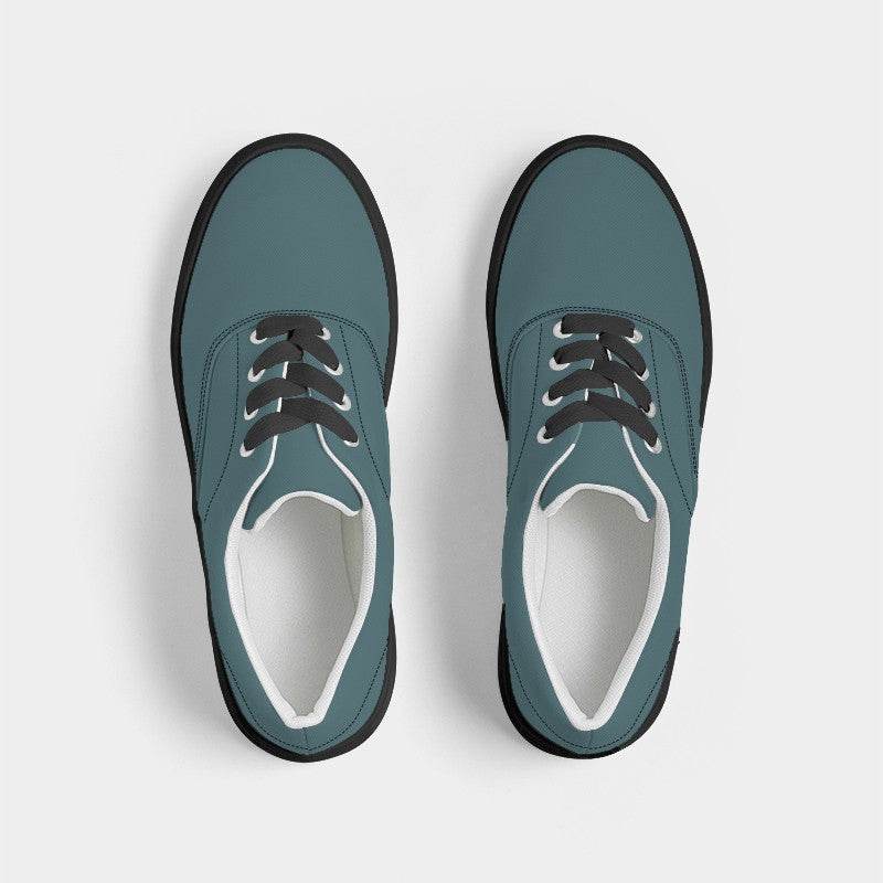 Medium-Dark Fully-Muted Cyan Men's Canvas Sneakers (C-FM-MD) - Top