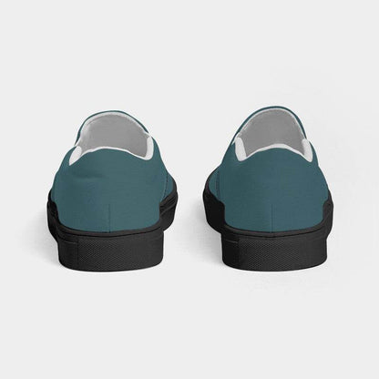 Medium-Dark Fully-Muted Cyan Men's Slip-On Canvas Sneakers (C-FM-MD) - Back