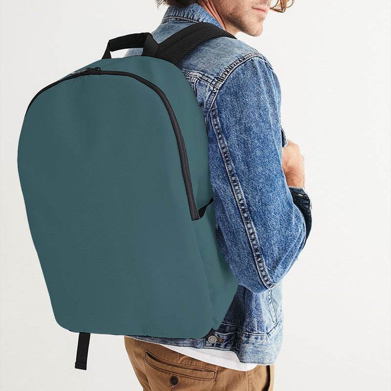 Medium-Dark Fully-Muted Cyan Waterproof Backpack (C-FM-MD) - Man CloseUp