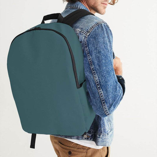 Medium-Dark Fully-Muted Cyan Waterproof Backpack (C-FM-MD) - Man CloseUp