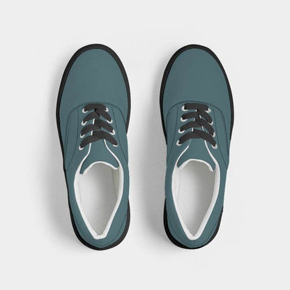 Medium-Dark Fully-Muted Cyan Women's Canvas Sneakers (C-FM-MD) - Top