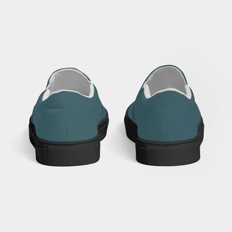 Medium-Dark Fully-Muted Cyan Women's Slip-On Canvas Sneakers (C-FM-MD) - Back