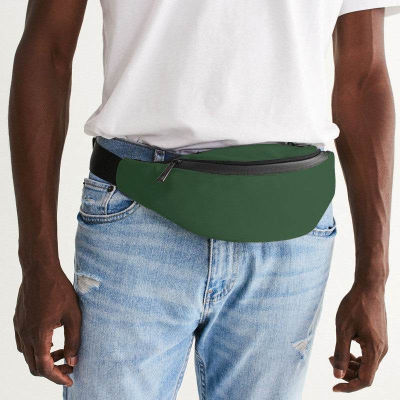 Medium-Dark Fully-Muted Green Belt Bag (G-FM-MD) - Man Front CloseUp