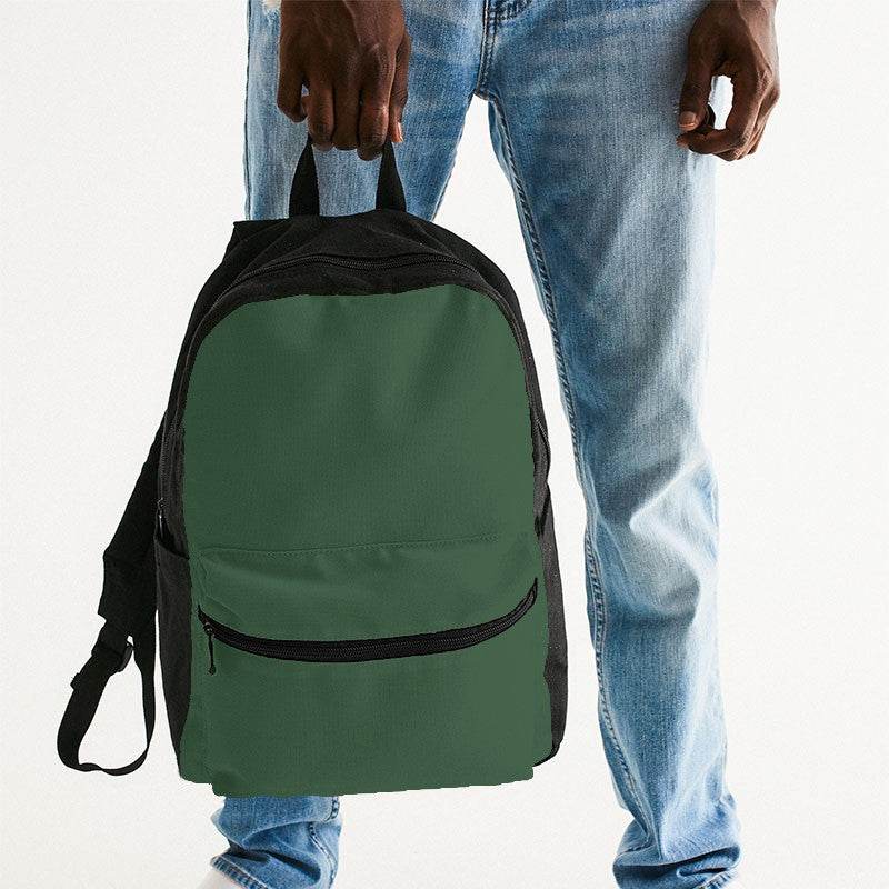 Medium-Dark Fully-Muted Green Canvas Backpack (G-FM-MD) - Man Holding