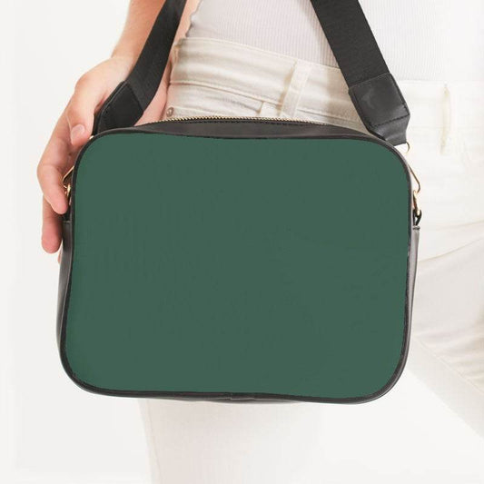 Medium-Dark Fully-Muted Green Crossbody Bag (BGG2-FM-MD) - Woman Front CloseUp