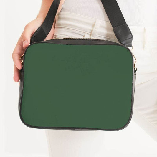 Medium-Dark Fully-Muted Green Crossbody Bag (G-FM-MD) - Woman Front CloseUp