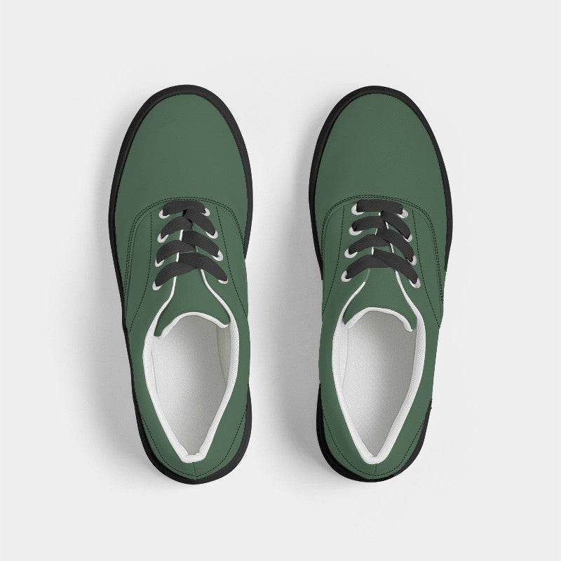 Medium-Dark Fully-Muted Green Men's Canvas Sneakers (G-FM-MD) - Top