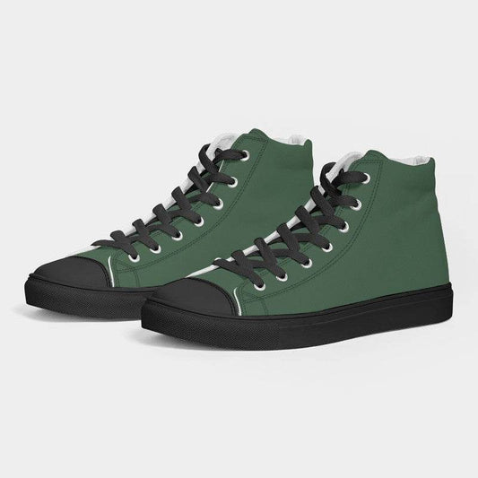 Medium-Dark Fully-Muted Green Men's High-Top Canvas Sneakers (G-FM-MD) - Side 3