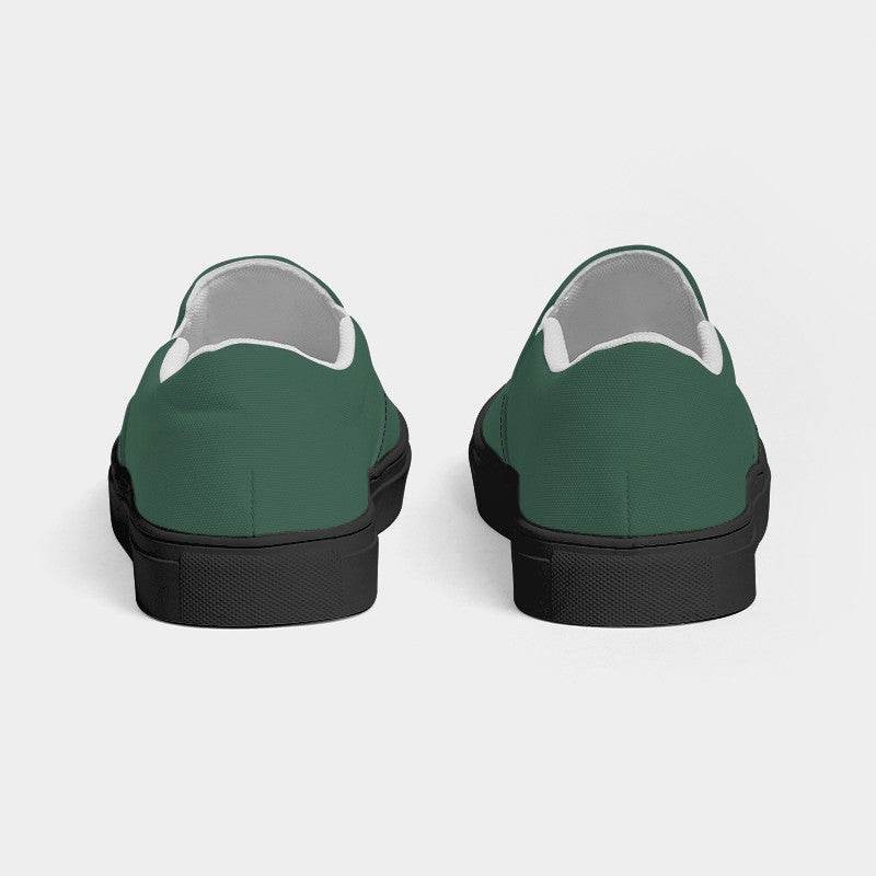 Medium-Dark Fully-Muted Green Men's Slip-On Canvas Sneakers (BGG2-FM-MD) - Back