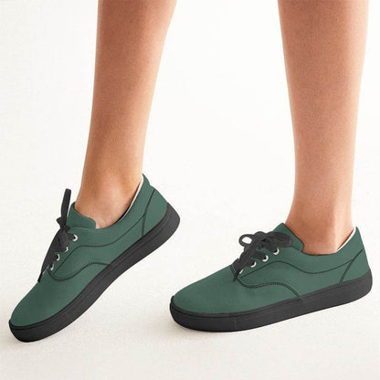 Medium-Dark Fully-Muted Green Women's Canvas Sneakers (BGG2-FM-MD) - Woman CloseUp