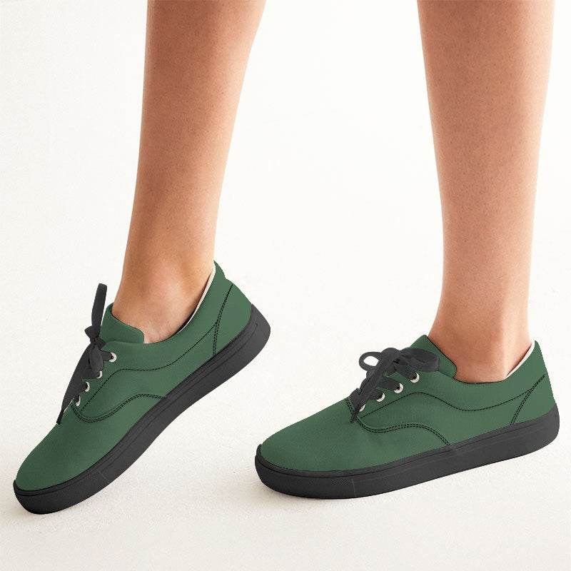 Medium-Dark Fully-Muted Green Women's Canvas Sneakers (G-FM-MD) - Woman CloseUp