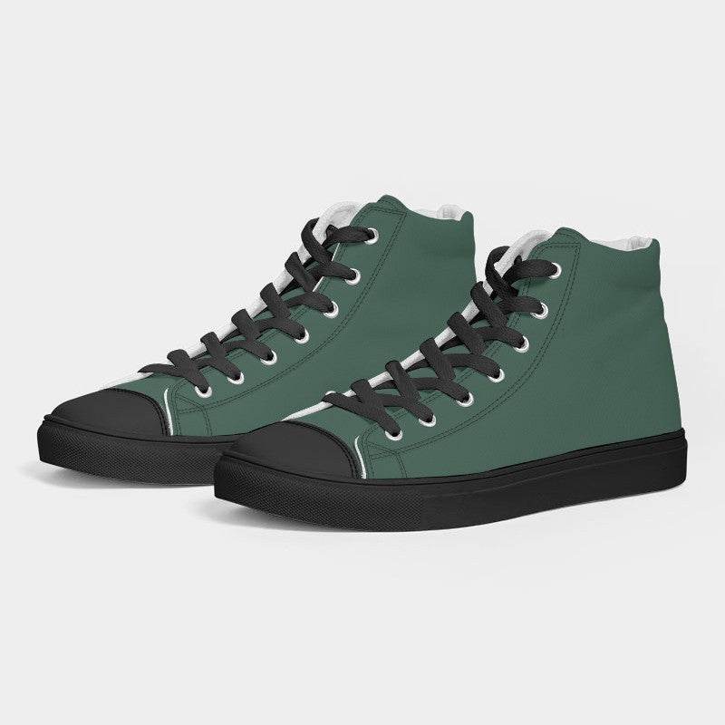 Medium-Dark Fully-Muted Green Women's High-Top Canvas Sneakers (BGG2-FM-MD) - Side 3