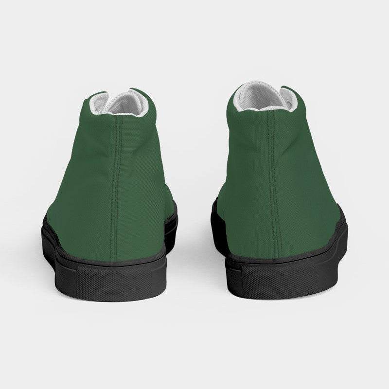 Medium-Dark Fully-Muted Green Women's High-Top Canvas Sneakers (G-FM-MD) - Back