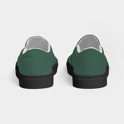 Medium-Dark Fully-Muted Green Women's Slip-On Canvas Sneakers (BGG2-FM-MD) - Back