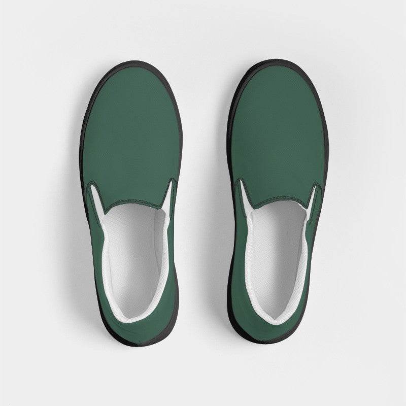 Medium-Dark Fully-Muted Green Women's Slip-On Canvas Sneakers (BGG2-FM-MD) - Top