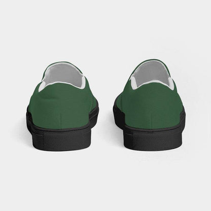 Medium-Dark Fully-Muted Green Women's Slip-On Canvas Sneakers (G-FM-MD) - Back