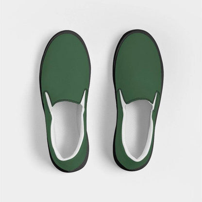Medium-Dark Fully-Muted Green Women's Slip-On Canvas Sneakers (G-FM-MD) - Top