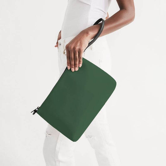 Medium-Dark Fully-Muted Green Zip Pouch (G-FM-MD) - Side Holding