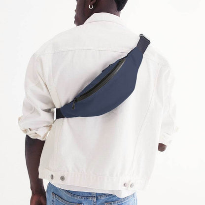 Medium-Dark Fully-Muted Indigo Belt Bag (I-FM-MD) - Man Back