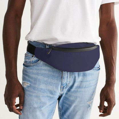 Medium-Dark Fully-Muted Indigo Belt Bag (PUI2-FM-MD) - Man Front CloseUp