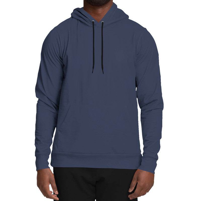 Medium-Dark Fully-Muted Indigo Hoodie (I-FM-MD) - Man Front