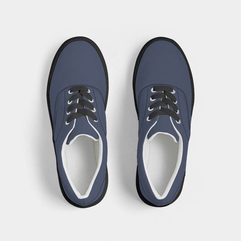 Medium-Dark Fully-Muted Indigo Men's Canvas Sneakers (I-FM-MD) - Top