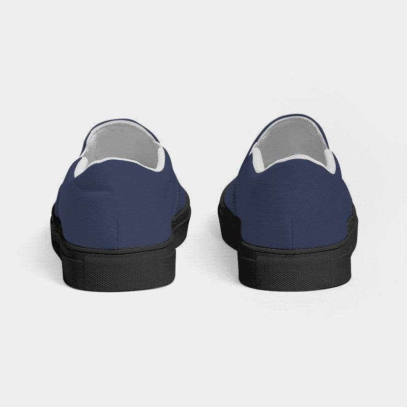Medium-Dark Fully-Muted Indigo Men's Slip-On Canvas Sneakers (I-FM-MD) - Back