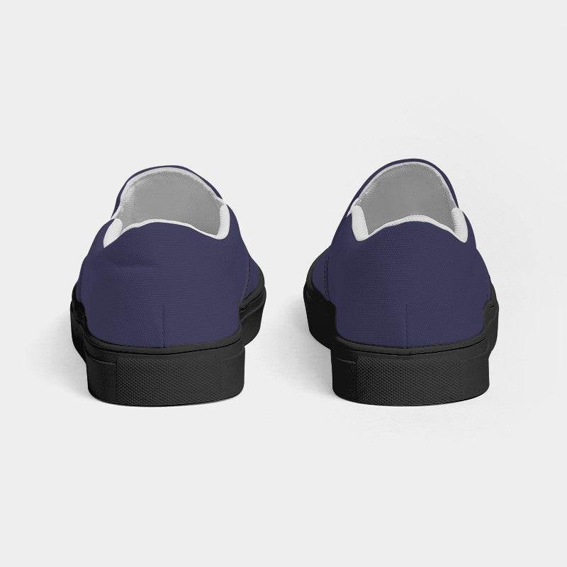 Medium-Dark Fully-Muted Indigo Men's Slip-On Canvas Sneakers (PUI2-FM-MD) - Back