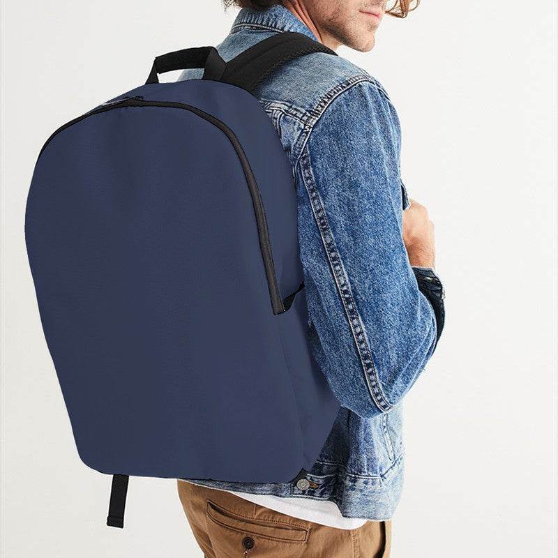 Medium-Dark Fully-Muted Indigo Waterproof Backpack (I-FM-MD) - Man CloseUp