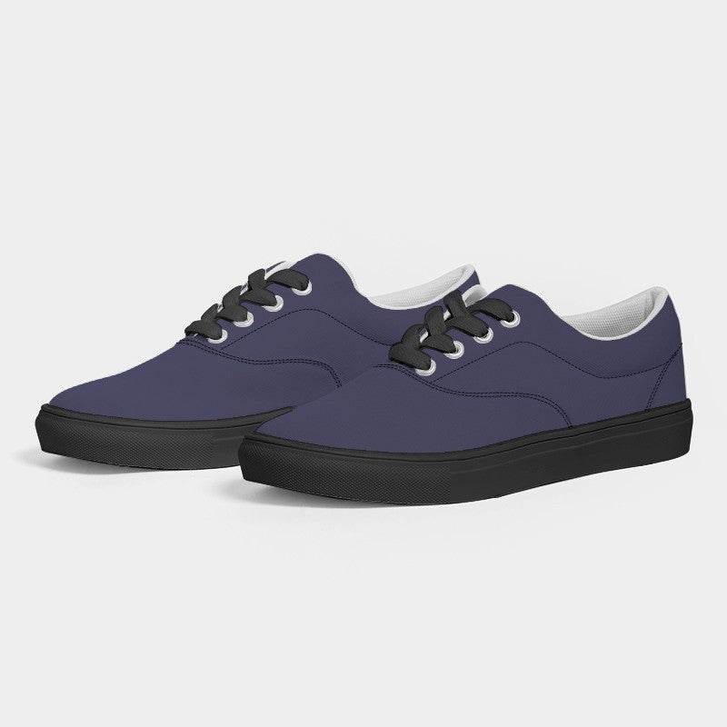 Medium-Dark Fully-Muted Indigo Women's Canvas Sneakers (PUI2-FM-MD) - Side 3