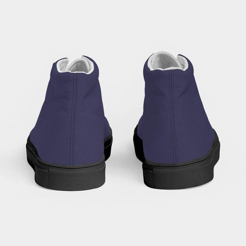 Medium-Dark Fully-Muted Indigo Women's High-Top Canvas Sneakers (PUI2-FM-MD) - Back