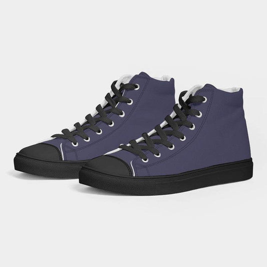 Medium-Dark Fully-Muted Indigo Women's High-Top Canvas Sneakers (PUI2-FM-MD) - Side 3