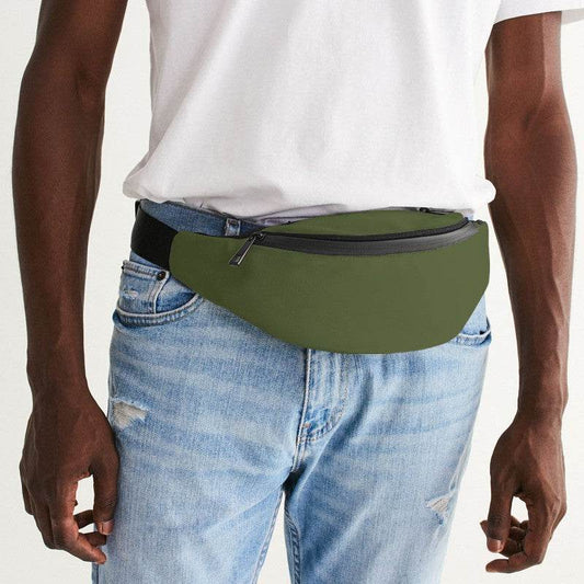 Medium-Dark Fully-Muted Lime Belt Bag (L-FM-MD) - Man Front CloseUp