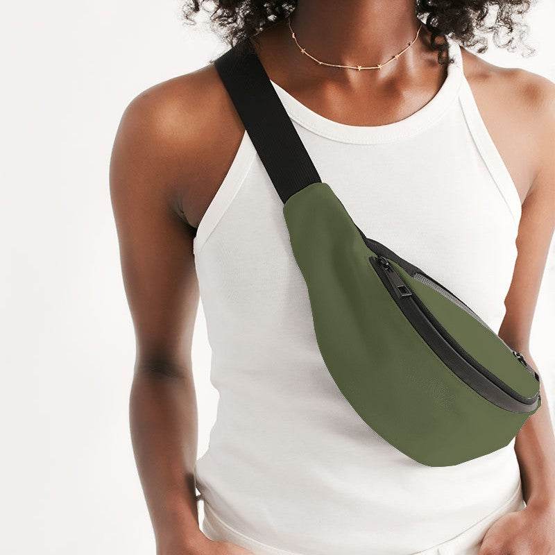 Medium-Dark Fully-Muted Lime Belt Bag (L-FM-MD) - Woman Front CloseUp