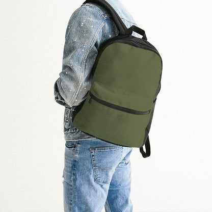 Medium-Dark Fully-Muted Lime Canvas Backpack (L-FM-MD) - Man Back CloseUp
