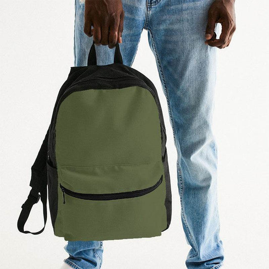 Medium-Dark Fully-Muted Lime Canvas Backpack (L-FM-MD) - Man Holding