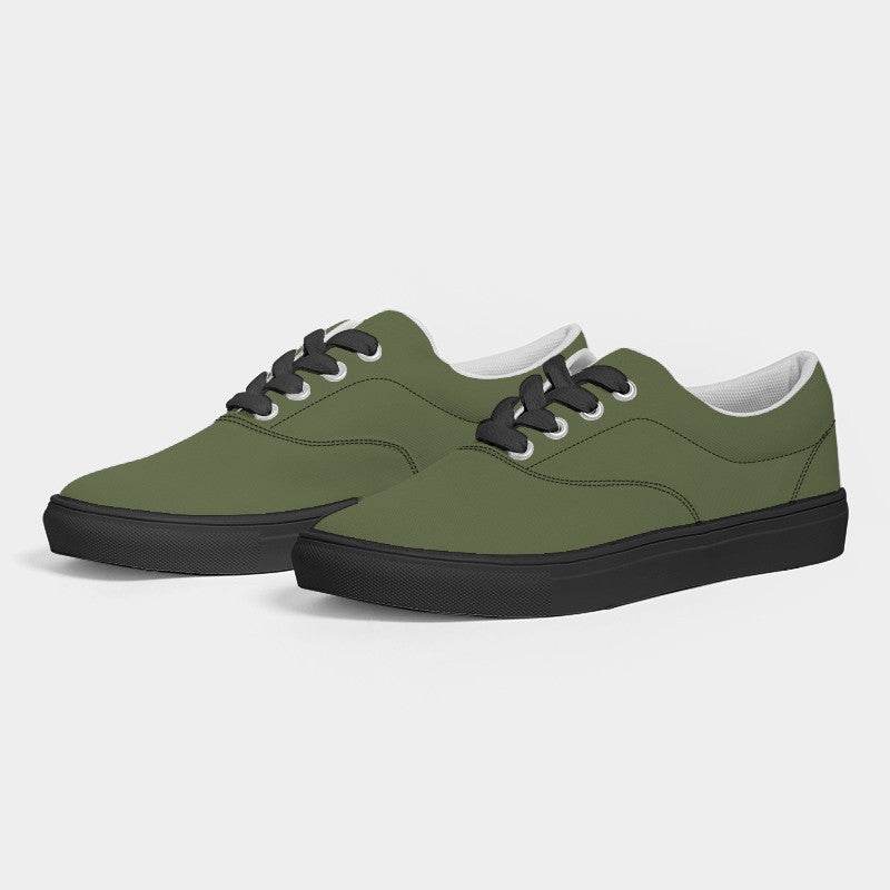 Medium-Dark Fully-Muted Lime Men's Canvas Sneakers (L-FM-MD) - Side 3