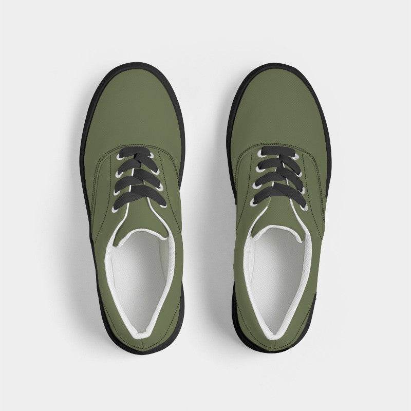 Medium-Dark Fully-Muted Lime Men's Canvas Sneakers (L-FM-MD) - Top