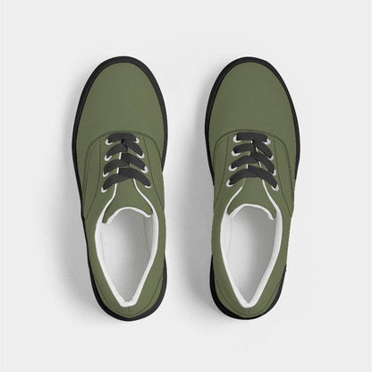 Medium-Dark Fully-Muted Lime Men's Canvas Sneakers (L-FM-MD) - Top