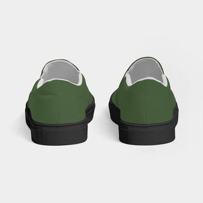 Medium-Dark Fully-Muted Lime Men's Slip-On Canvas Sneakers (GL2-FM-MD) - Back