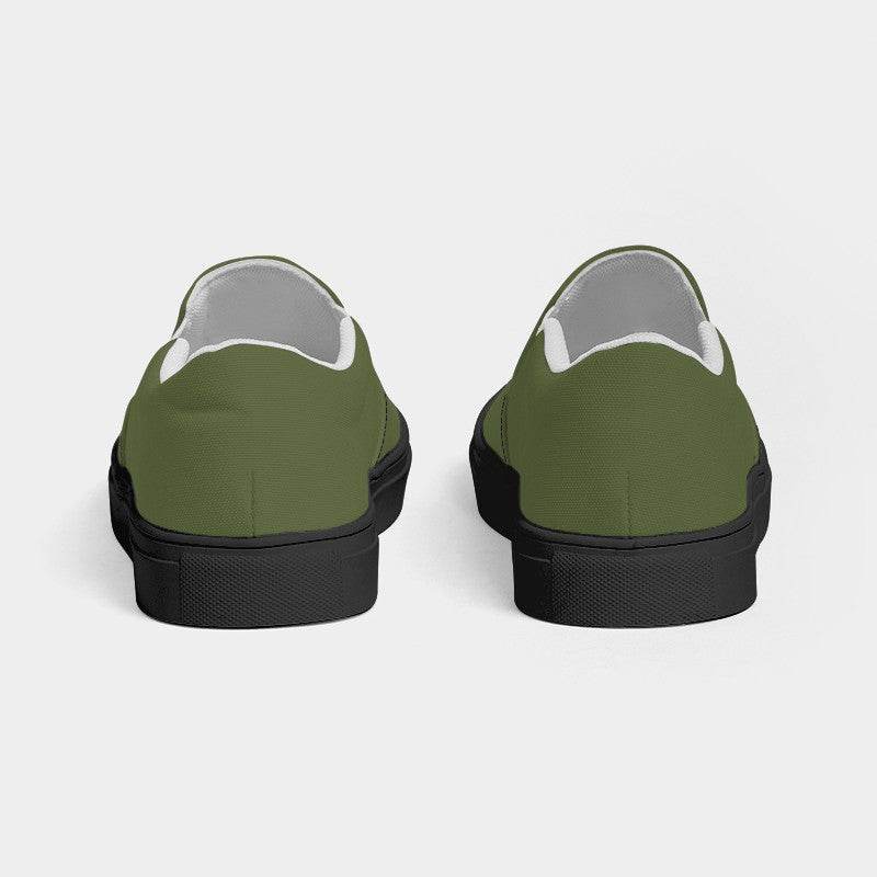 Medium-Dark Fully-Muted Lime Men's Slip-On Canvas Sneakers (L-FM-MD) - Back