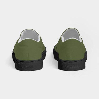 Medium-Dark Fully-Muted Lime Men's Slip-On Canvas Sneakers (L-FM-MD) - Back