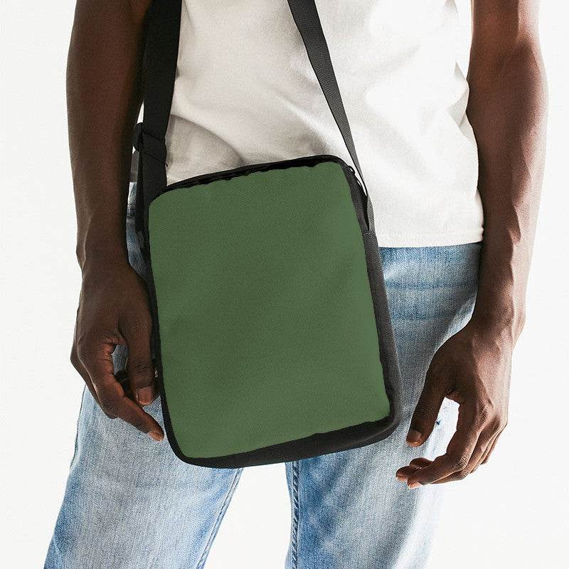 Medium-Dark Fully-Muted Lime Messenger Pouch (GL2-FM-MD) - Man Front CloseUp