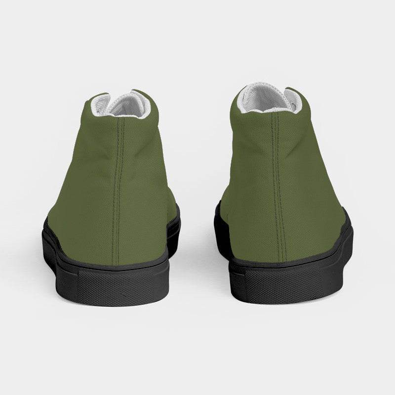 Medium-Dark Fully-Muted Lime Women's High-Top Canvas Sneakers (L-FM-MD) - Back