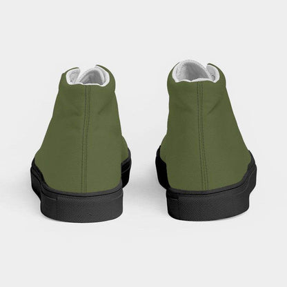 Medium-Dark Fully-Muted Lime Women's High-Top Canvas Sneakers (L-FM-MD) - Back
