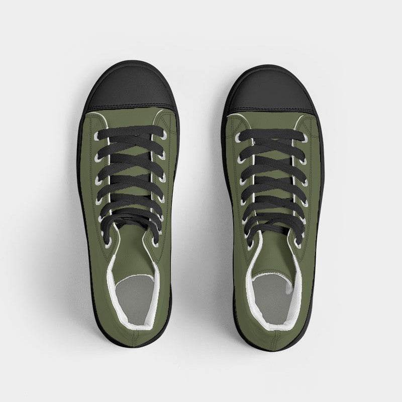 Medium-Dark Fully-Muted Lime Women's High-Top Canvas Sneakers (L-FM-MD) - Top