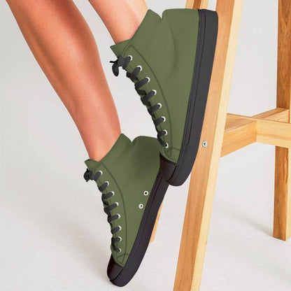 Medium-Dark Fully-Muted Lime Women's High-Top Canvas Sneakers (L-FM-MD) - Woman CloseUp